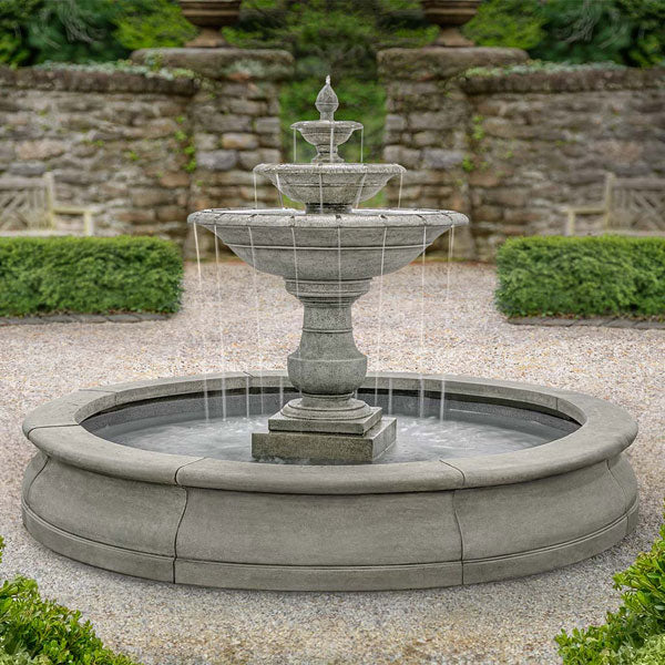 Traditional Fountains Collection Image of Savannah Estate Fountain on gravel in the backyard. 