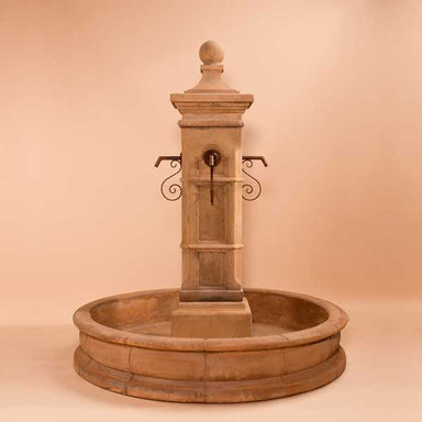 Aquitaine Pond Fountain against brown background.