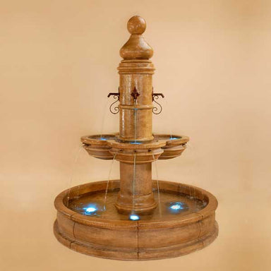 Beaumont Pond Fountain against brown background.