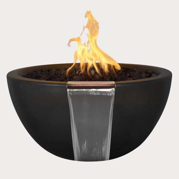Luna Fire and Water Bowl in black color agaisnt gray background