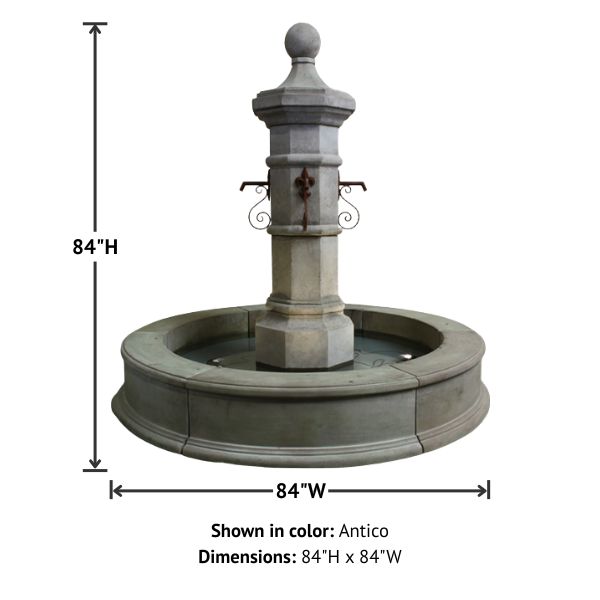 Octavia Column Only Plumbed for Pond on grass with product details.