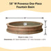 Provence One Piece Fountain Basin, Medium against white backdrop 