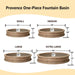 Provence One Piece Fountain Basin with four sizes against white backdrop