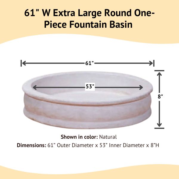 Round One Piece Fountain Basin, Extra Large against white backdrop