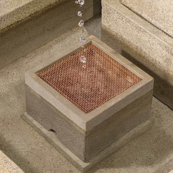 Splash Guard Square Wide with Square Guard Riser on Austin Fountain.